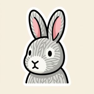 Gezeichnetes Strick-Häschen Sticker