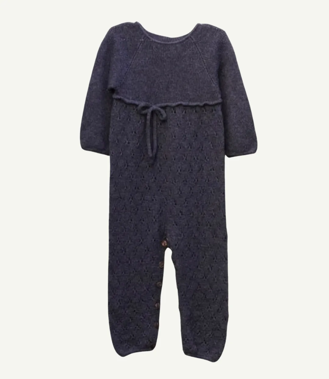 Handgestrickter nachtblauer Strick-Jumpsuit »Wölkchen« mit Ajour-Muster